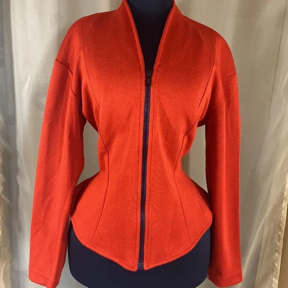 SUNSHINE STAR SHINE Vintage Sweater Cardigan Women Orange Coral Size M/L